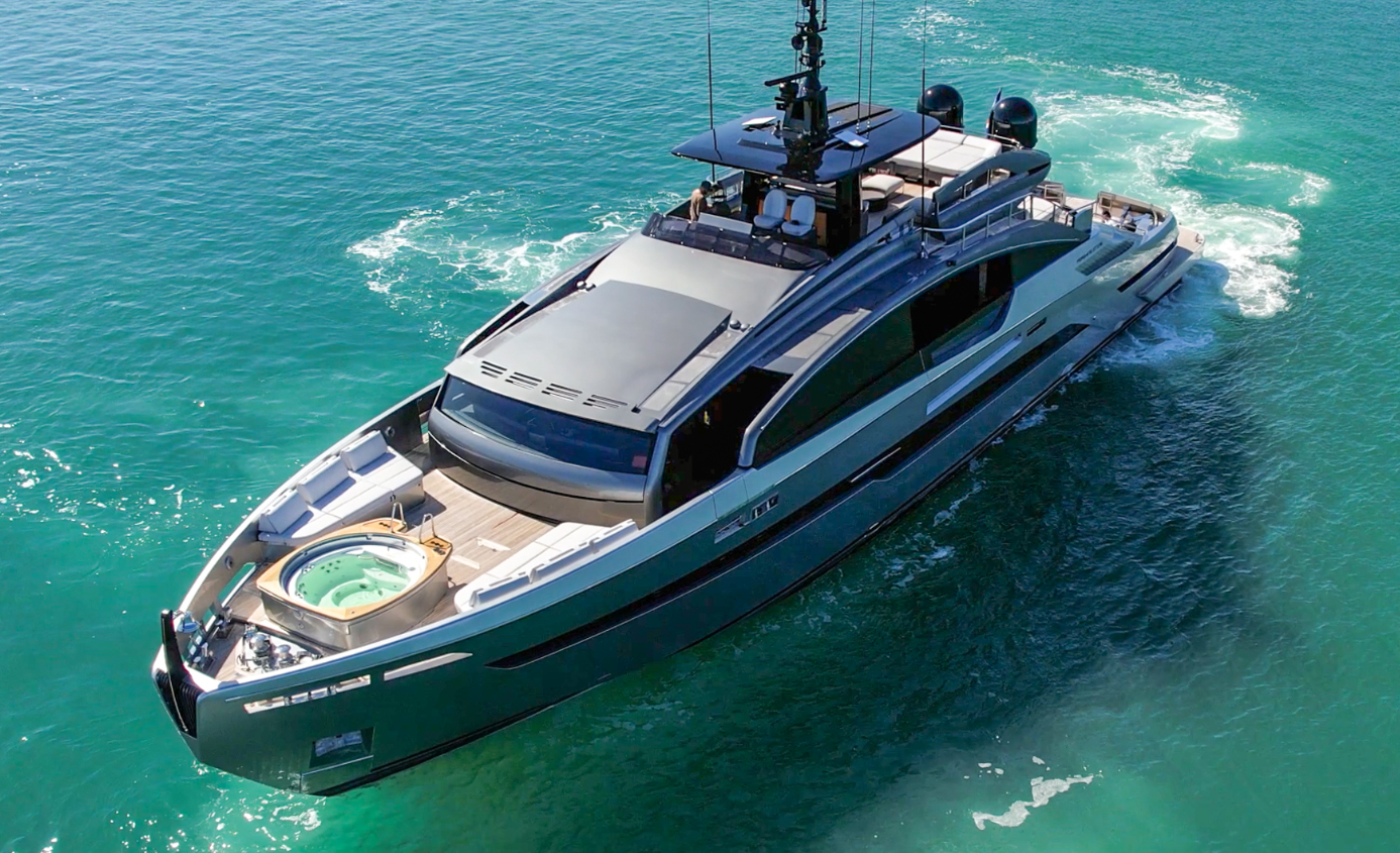 Check out our stunning 116FT Pershing GTX  rental in Miami